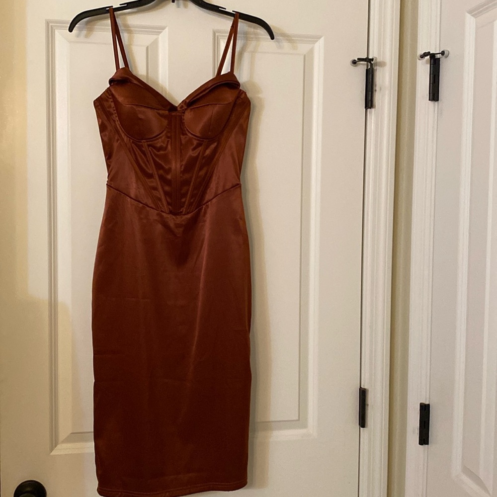 Corset satin dress. New without tag- only tried on once but never wore it out.